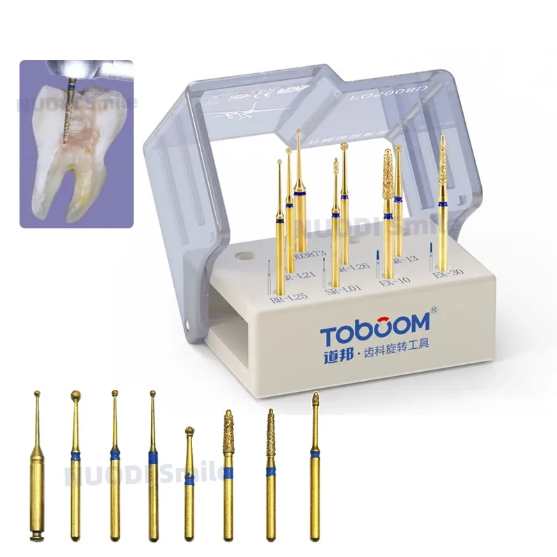 

8Pcs/Kit Dental Pulpotomy Access Open Pulp Cavity Bur Kit Preparation FG Bur FG5008D Fit High/Low Speed Handpiece Dentist Tools