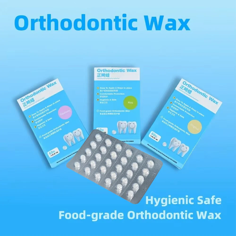 

60pcs/box Dental Orthodontic Wax for Bracket Patient Oral Orthodontic Relief Wax Relief Lips and Gums 3 Flavors Daily Oral Care