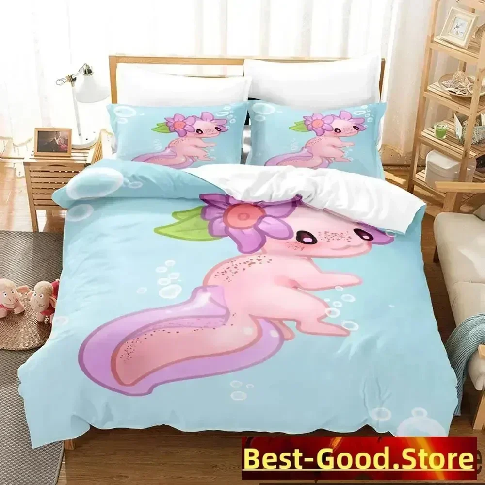 Gamesolotl Axolotl Video Gamer Kawaii Pastel Goth Bedding Set Duvet Cover Sheet Printed Bed Set Pillowcase Bed Comforter Bedroom 4