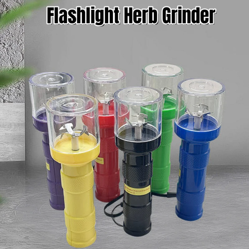 Flashlight Herbal Grass Grinders for Smoking Plastic Tobacco Cutting Pipe Accessories Type-C Charging Smoke Pipes Herb Mills