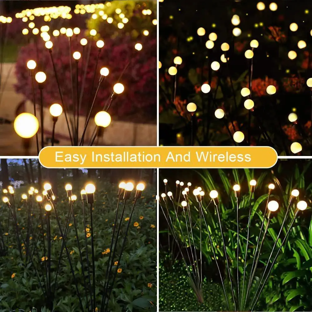 Luci solari per esterni Firefly lampada da giardino impermeabile con ghirlanda solare per la casa cortile Patio Pathway Lawn Decor Lamp