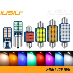 IUSIU 2PCS Car Interior Bulb C5W C10W T10 Led Dome Door BA9S 28mm 31mm 36mm 39mm 41mm 31 mm Lamp Warm White Red Reading Light