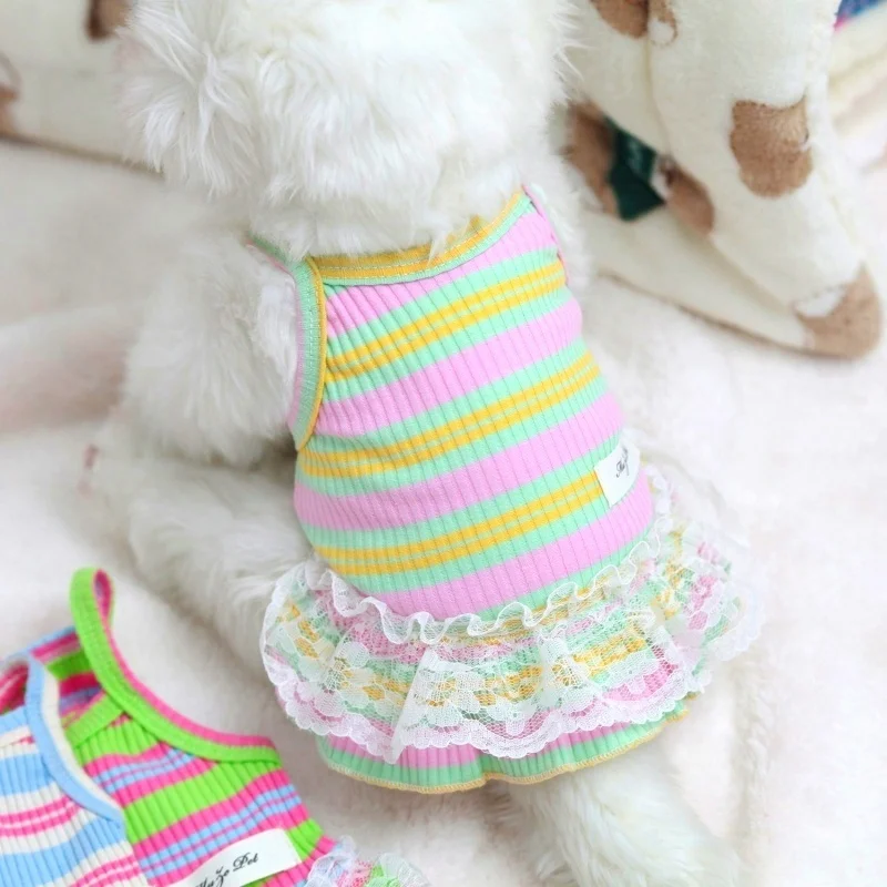 Vestido verano rayas para perros pequeños y gatos – Cute y práctico - imagen 3
