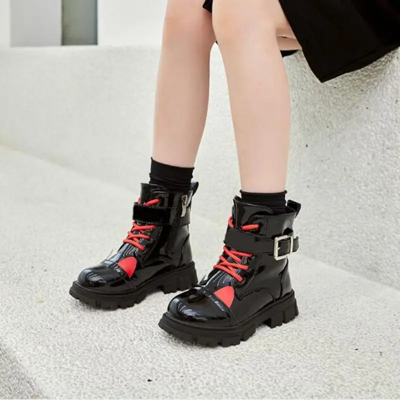 Girls' Boots Autumn/Winter 2024 New Style Student Middle School Children's British Style Children's Single Boots Girls' Princess