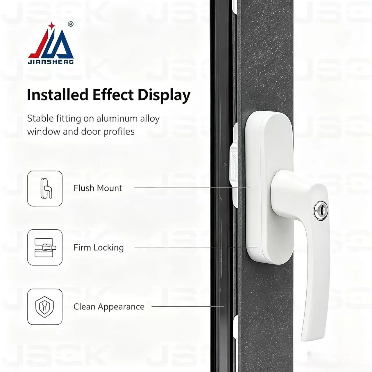 Keyed Curved Security Window Handle, Aluminum Locking Lever for Thermal Break Casement Windows