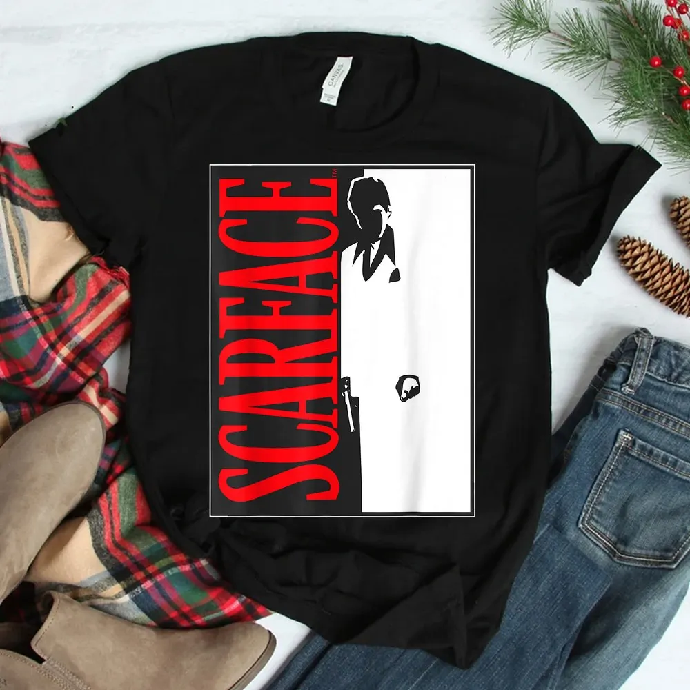 Haunt Reaper Men T Shirt Scarface Black And White Movie Poster Shirt O-neck Short Sleeve Plus Size Top Tees 6XL