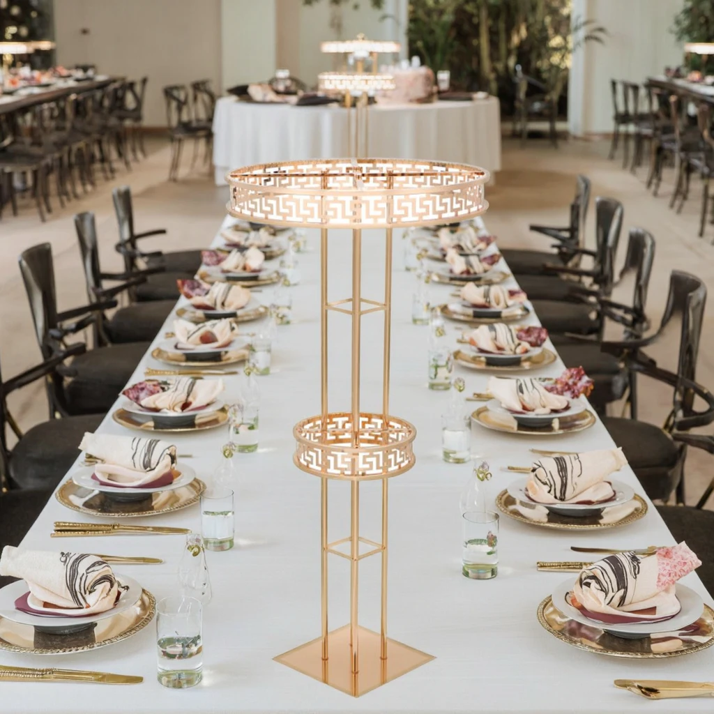 

&c Modern Metal Gold Geometric Wedding Centerpiece Flower Stand Arrangement