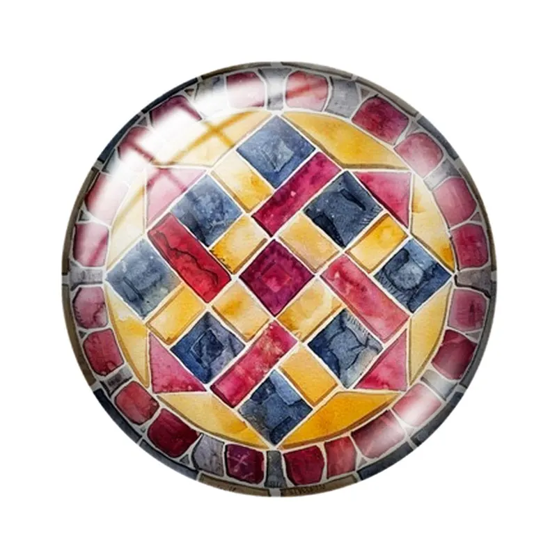 Roman Mosaic Watercolo  12mm/16mm/18mm/25mm Round Photo Glass Cabochon Demo Flat Back Making findings