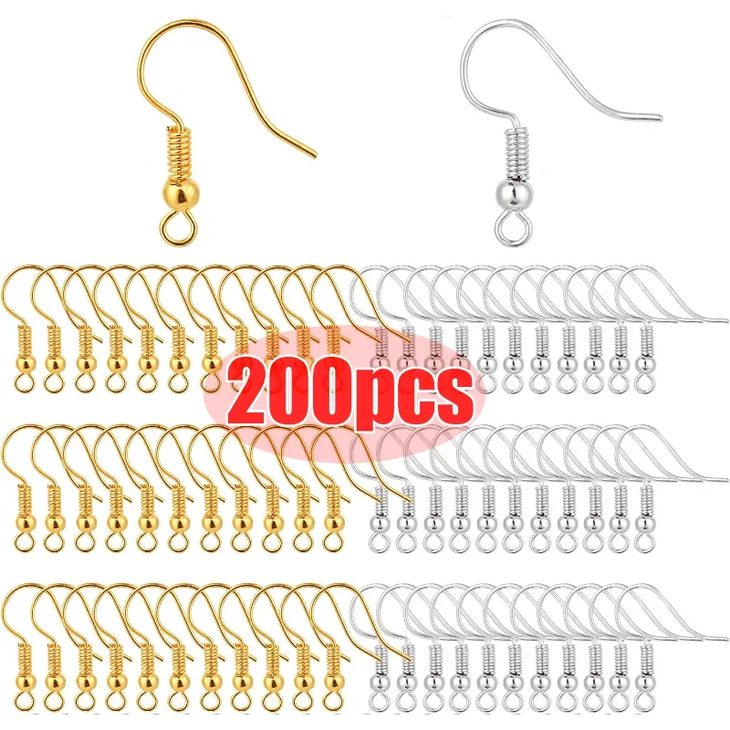 100/200 sztuk DIY kolczyki ustalenia kolczyki zatrzaski haczyki ze stali nierdzewnej hipoalergiczne akcesoria do robienia kolczyków hak Earwire