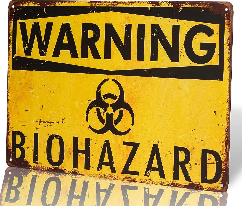 1p,DINGLEIEVER- Warning biohazard signs Hazard labels Novelty metal signs