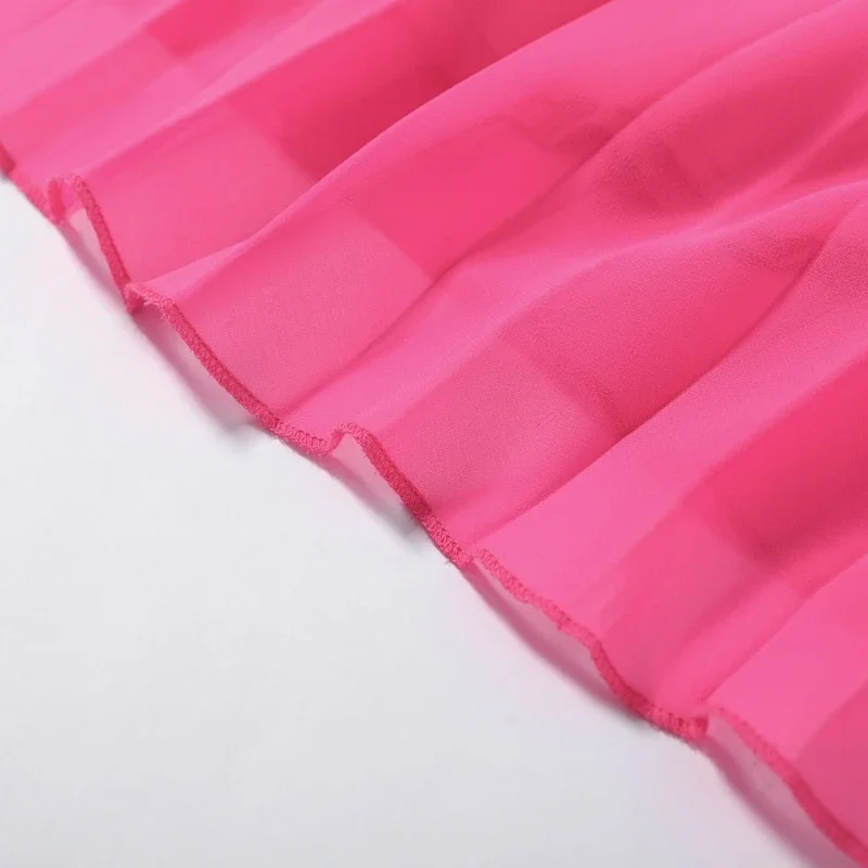 Elegantes plissiertes Damen-Maxikleid mit hohlem Rückenausschnitt, ärmellos, O-Ausschnitt, für Party und Urlaub, A-Linien-Kleider für Damen, Sommer 2026 Roben – Detail 8