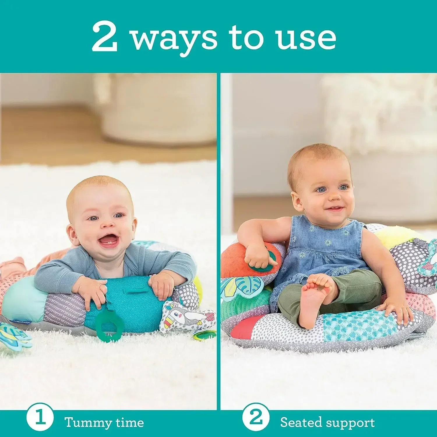 2-in-1 Baby Learning Sitting Cushion Soothing Bed Game Bed Baby Pillow Anti-collision and Anti Pressure Sitting Support Pillow