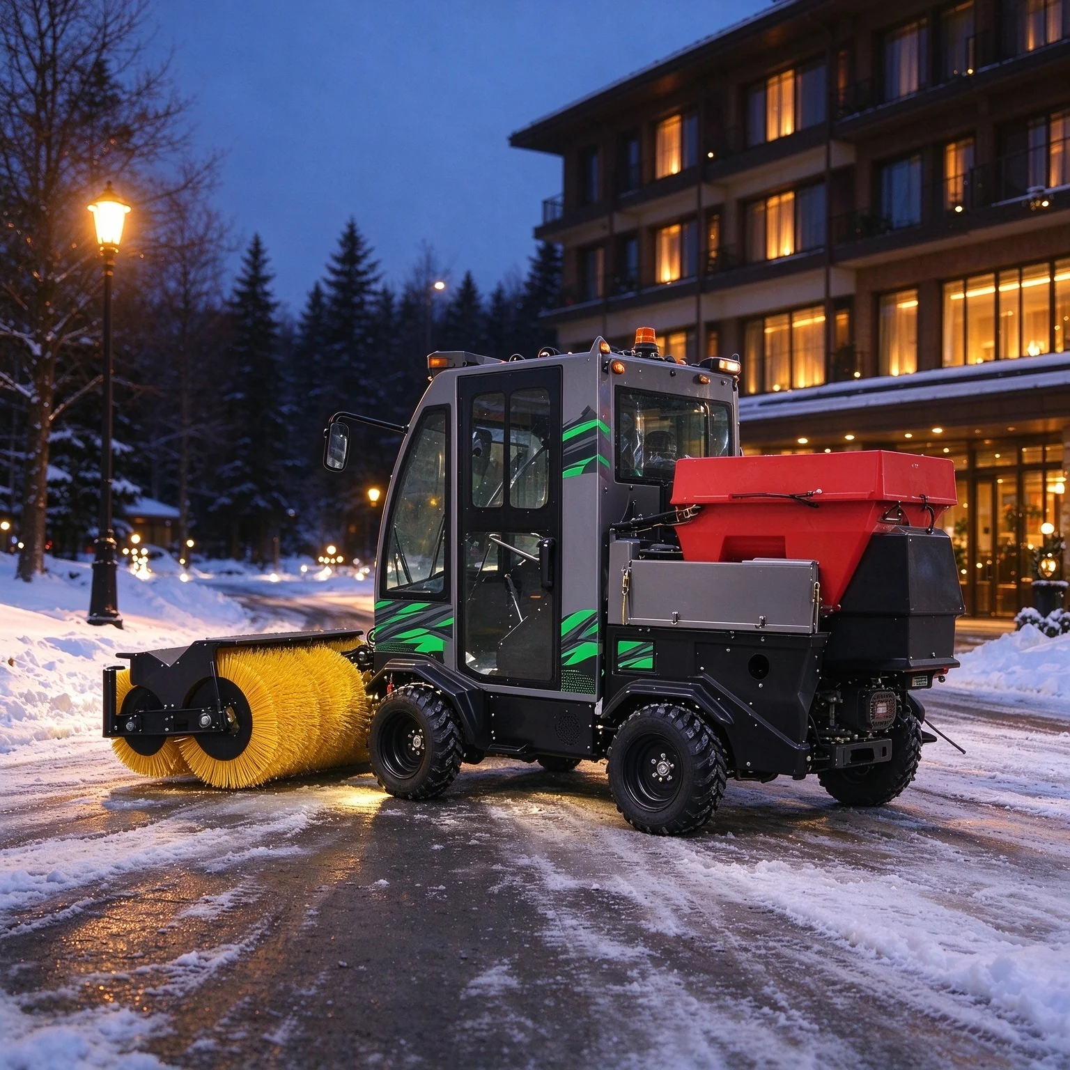 Self Propelled Snow Blower 196cc  Motor Hand Push 800mm Nylon Brush 3 Replaceable Heads  Home Courtyard Sidewalk Snow Clearing