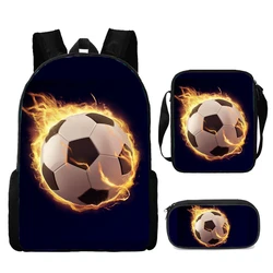 Ensemble de Sacs d'École avec Imprimé Football pour Enfant Garçon et Fille, Cartable observateur avec Initié, Trousse à Crayons, 3 Pièces