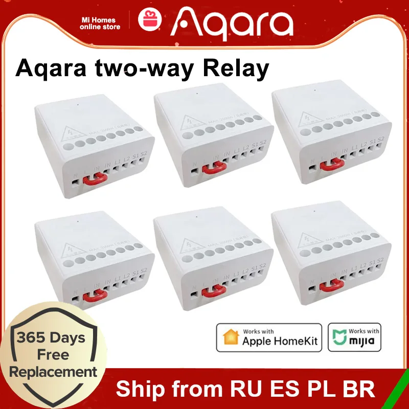 Aqara Relay Controller Module Zigbee Two-way Control Wireless Relay 2 Channels Smart Light Control Switch For Mi Home Homekit