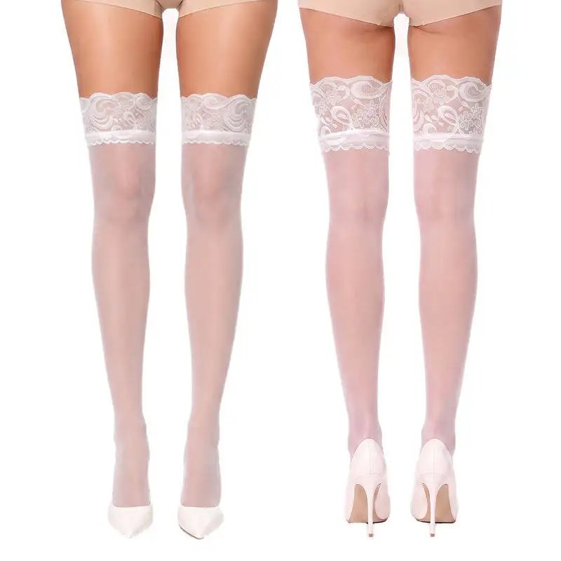 Beach Lace Ultra Thin Long Underwear Fashion White Stockings Women Over Knee Sexy Alluring Plus Size Thigh High Woman Socks