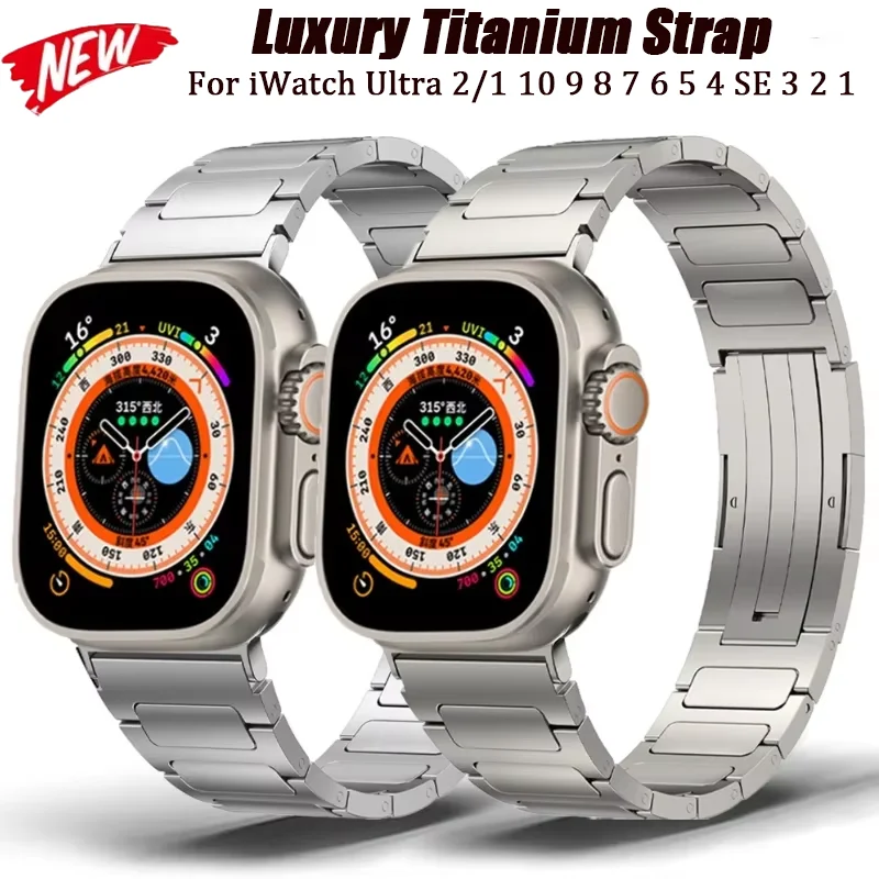 

Luxury Titanium Strap For Apple Watch Uitra 49mm 10 46mm 42mm 9 8 7 45mm 41mm Stainless Steel Bracelet Wristband iWatch 6 5 3 SE