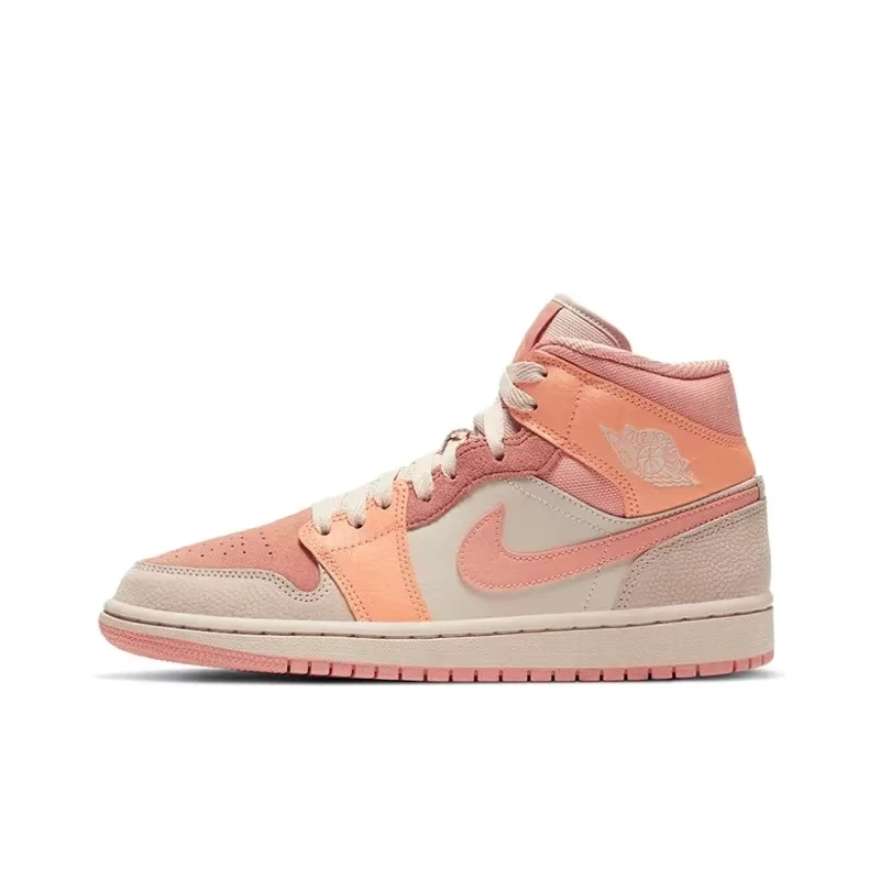 

Air Jordan 1 Mid 'Apricot Orange' Pink Color GS Size For Women Retro Classic Basketball Sneakers Shoes DH4270-800