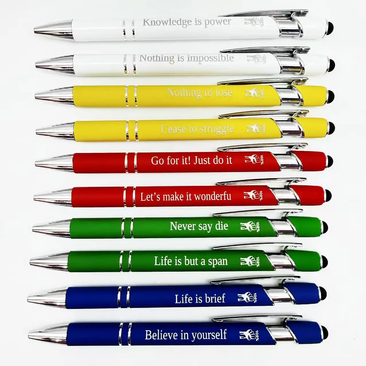

8pcs/16pcs Encouraging Motivational Phrases Ballpoint Pens, Creative Gesture-Inspired Ballpoint Pens, Engraved Daily Office Stat