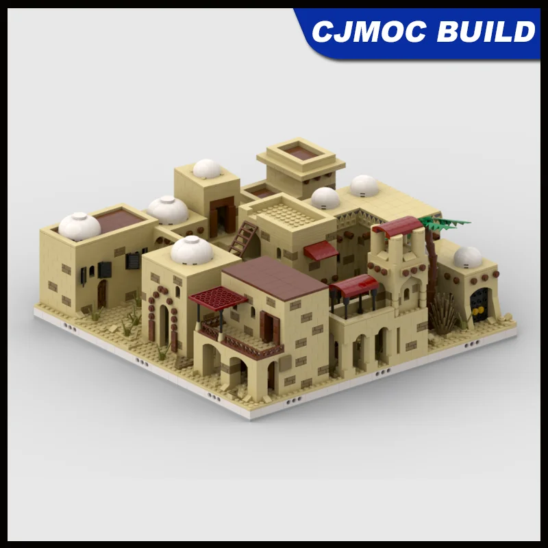 Image of 3032 Teile MOC Altägyptisches Dorfhäuser Modulares Stadtlandschaftsmodell Bausteine DIY Geschenk Kreatives Ausstellungsstück Spielzeug MOC-163005