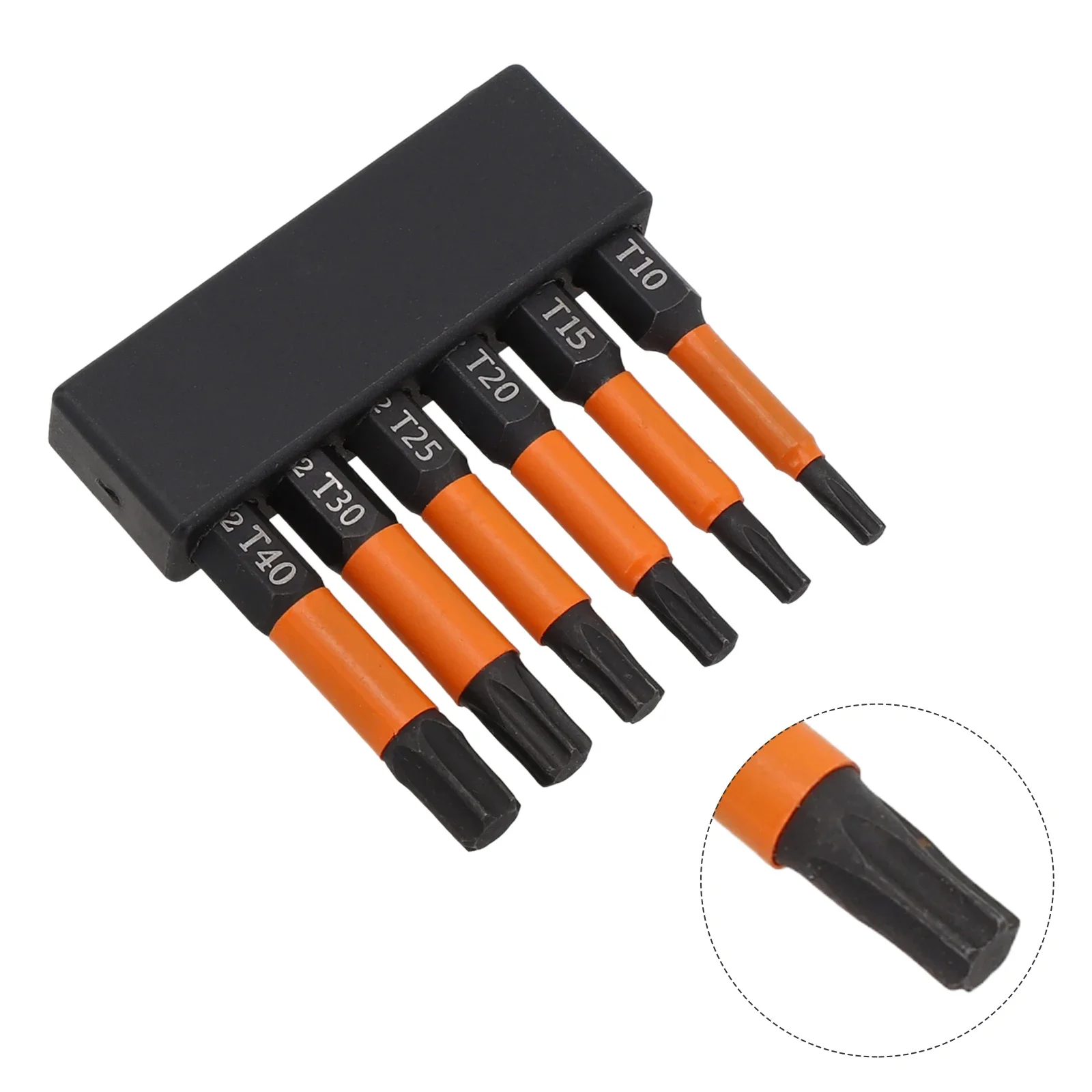 6pcs 50mm Torx Screwdriver Bit Magnetic 1/4 Shank Screwdriver Bit Set T10-T40  Impact Drill Batch Head