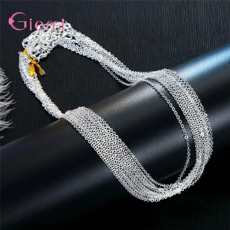 20PCS/lot 18 Inches Wholesale Original 925 Sterling Silver Square O  Chain Necklace For Women Men Unisex Lobster Clasps Chains