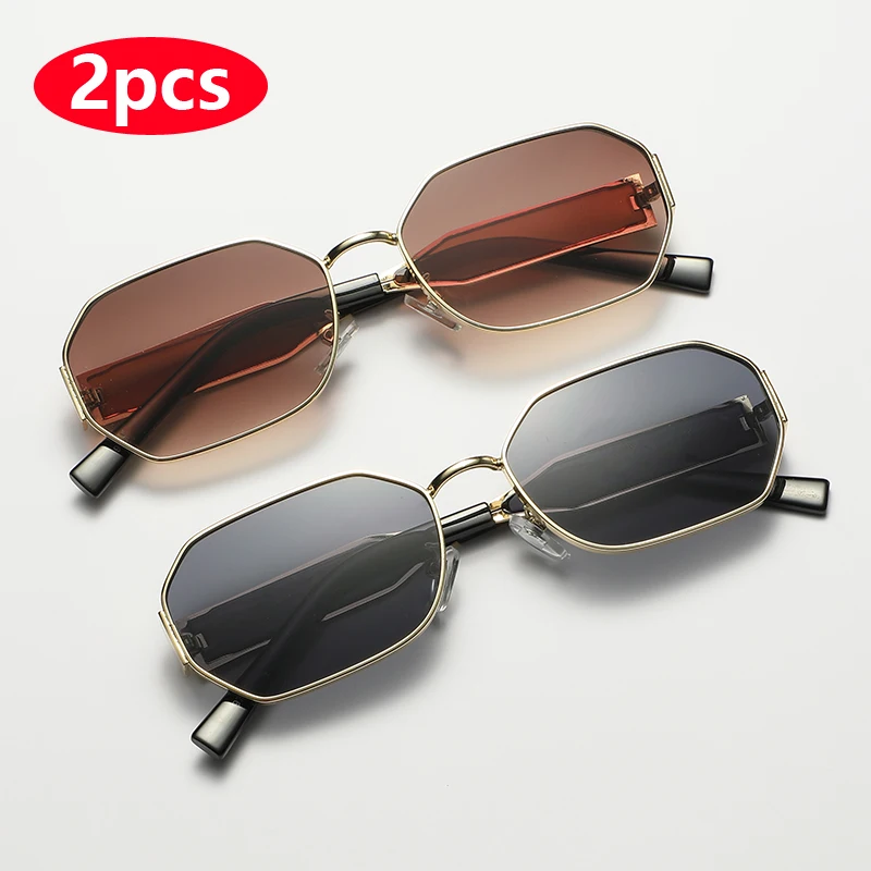 1 stücke/2 stücke Platz Vintage Sonnenbrille Frauen Männer Marke Designer Retro Metall Rechteck Sonnenbrille Weiblich Männlich Beliebte schwarz Brillen
