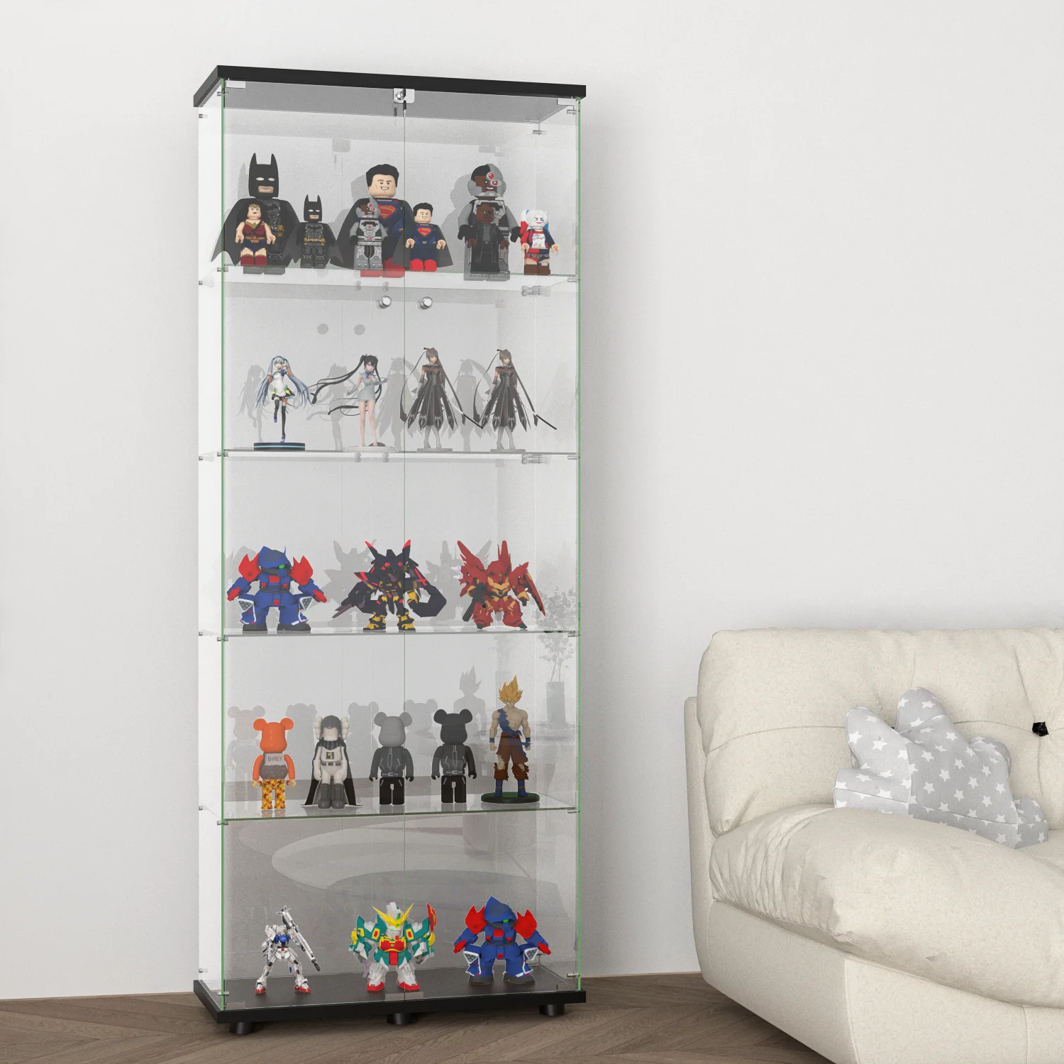 5-Layer Glass Display cabinets, Handmade Toy Glass cabinets, Storage cabinets, Transparent Storage cabinets, 75