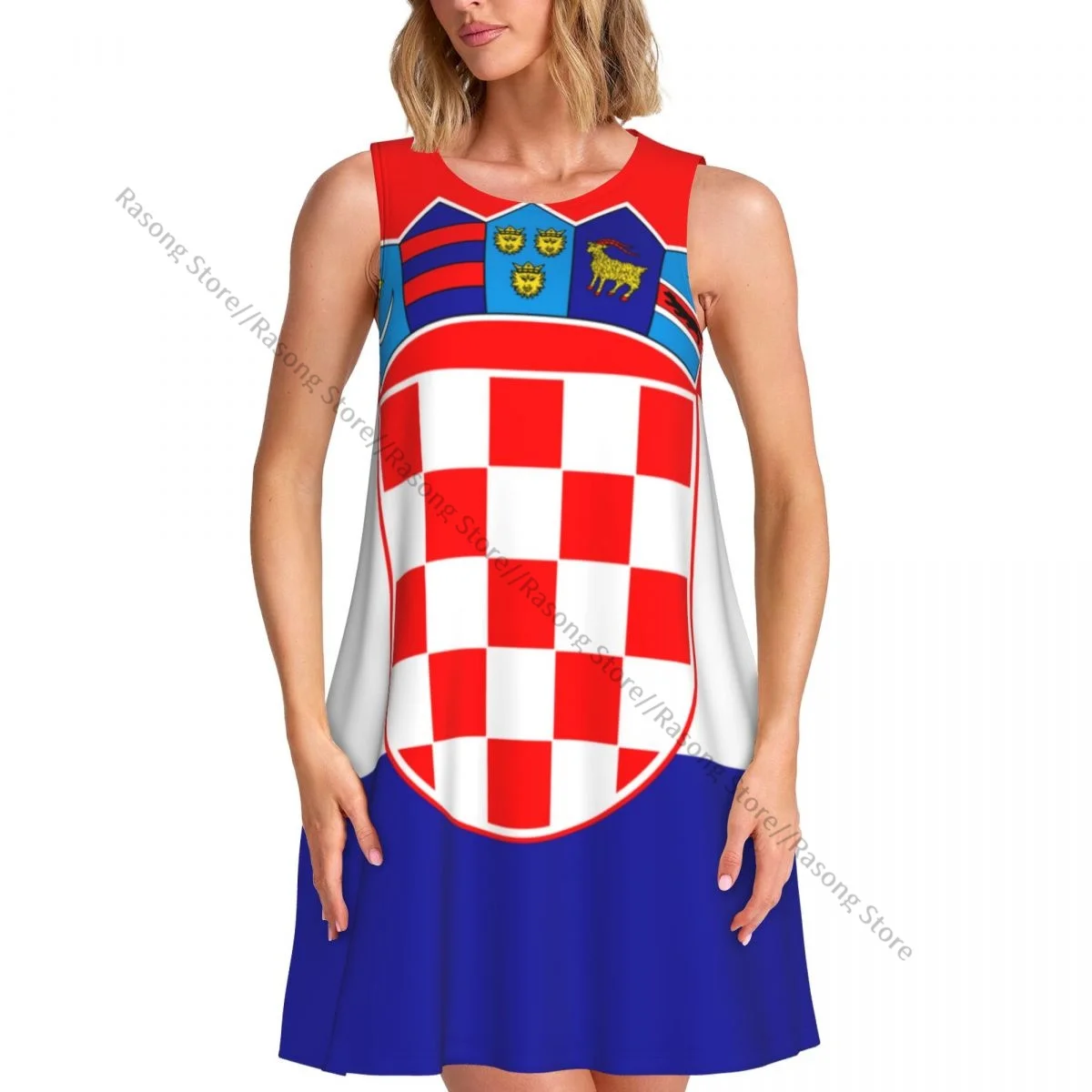 Sukienka damska z chorwacką flagą narodową Letnia koszulka na co dzień Plażowa sukienka na ramiączkach