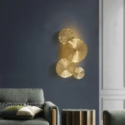 Nordic Luxury Wall Lamp Modern Lotus Leaf Art Wall Lights Bedside Lamp Living Room Wall Sconces Home Deco Light Fixtures G4 Bulb