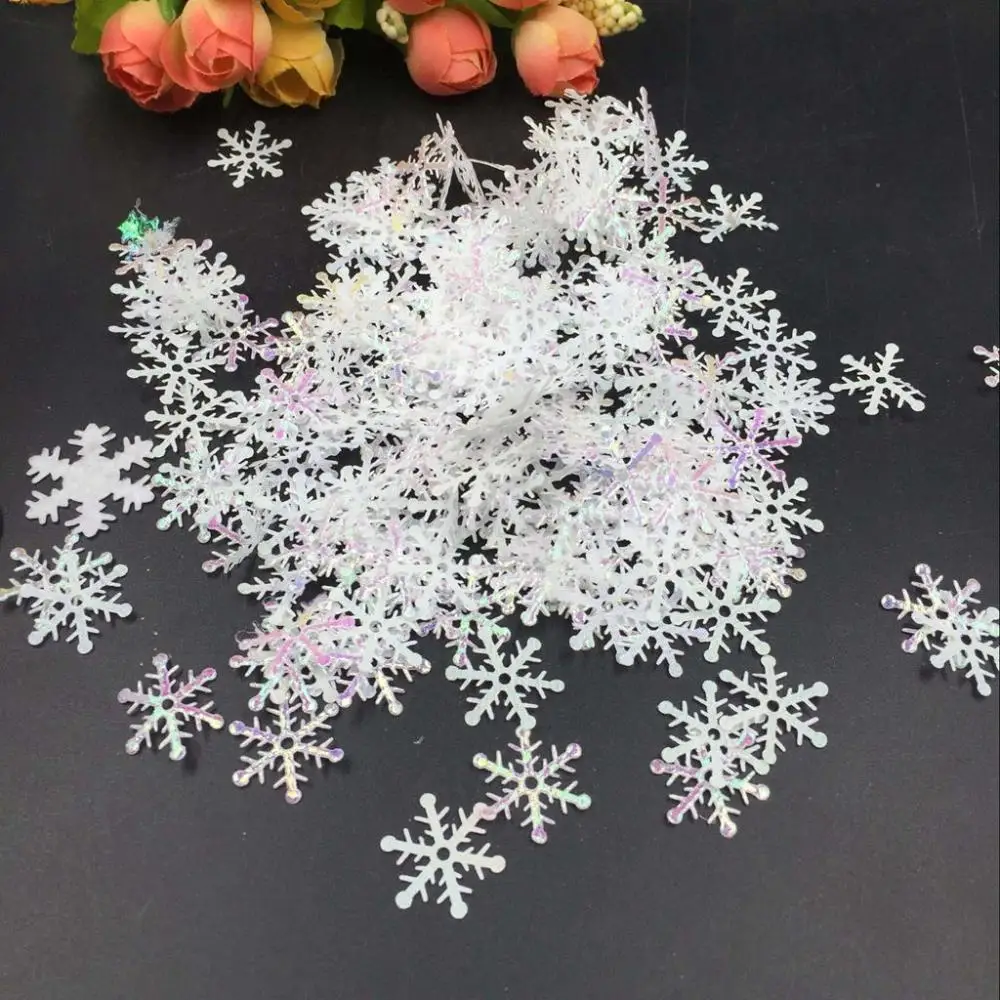 

Throwing DIY Plastic Glitter For Xmas Tree Multi-color Party Decor Snowflake Sequins Artificial Snowflakes Christmas Ornaments