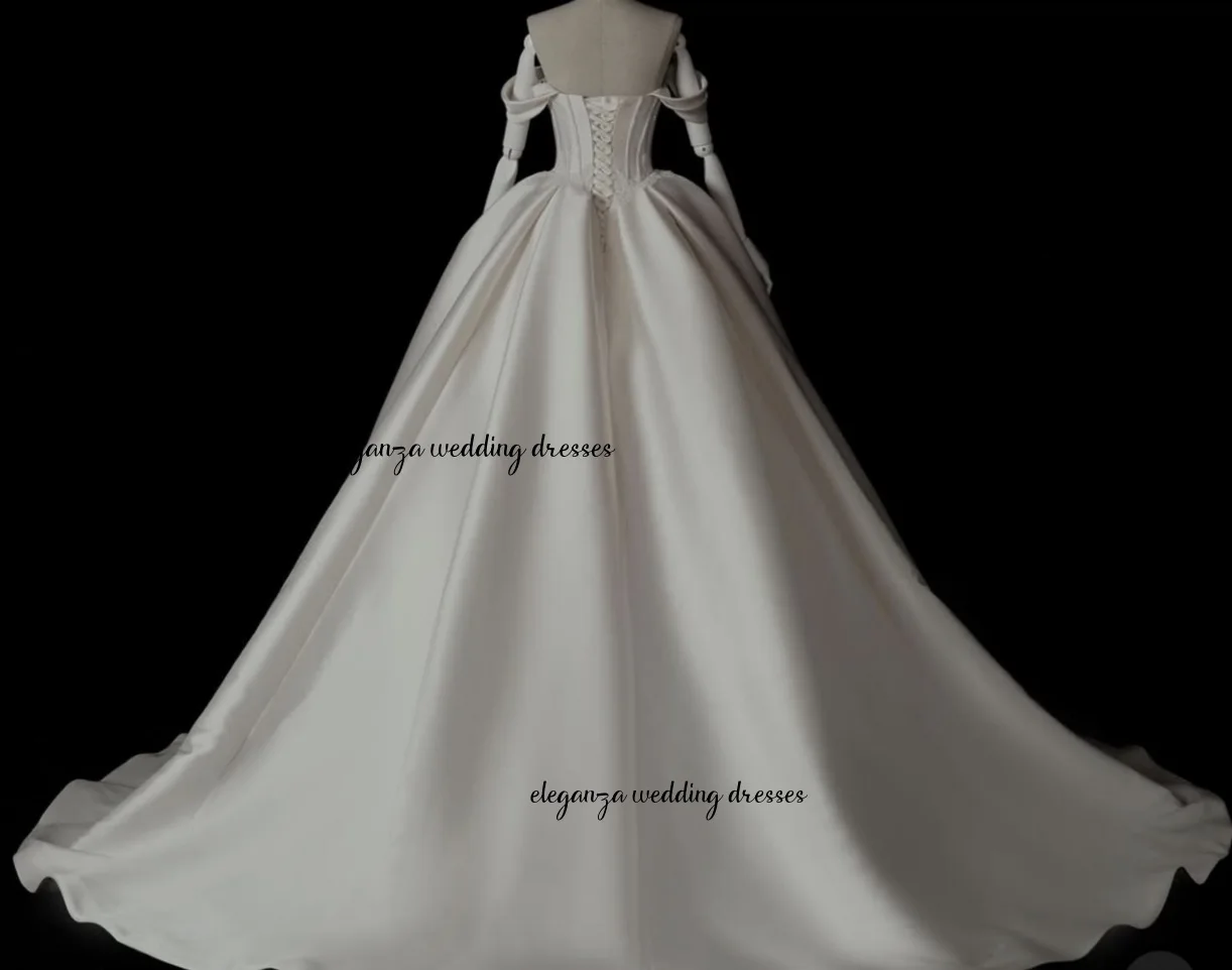 Свадебное платье милой принцессы по индивидуальному заказу, атласное свадебное платье с длинными рукавами и воротником в форме сердца Vestido de novia