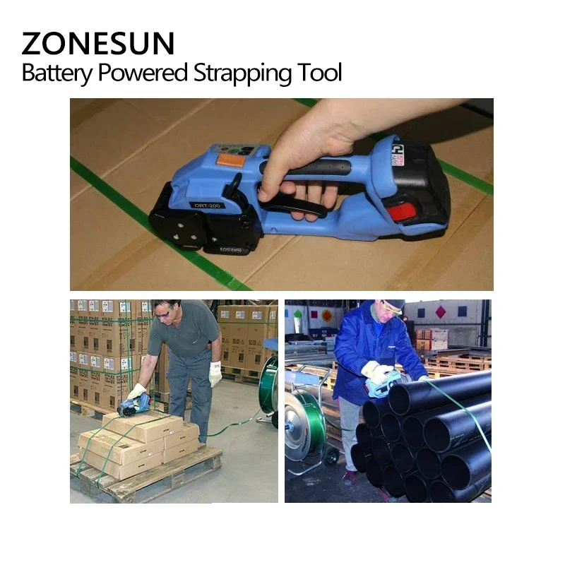 ZONESUN 梱包機 ZS-DD160 バッテリー式電動ペットストラップ梱包ツール 電動プラスチックストラップツール