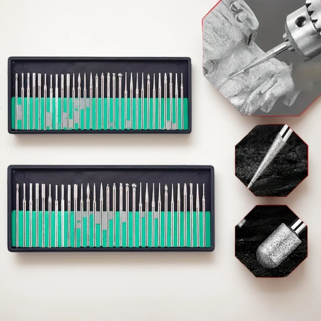 

30pcs Diamond Grinding Needle Set - Rotary Tool Bits for Engraving, Carving & Polishing (Jade/Woodworking)