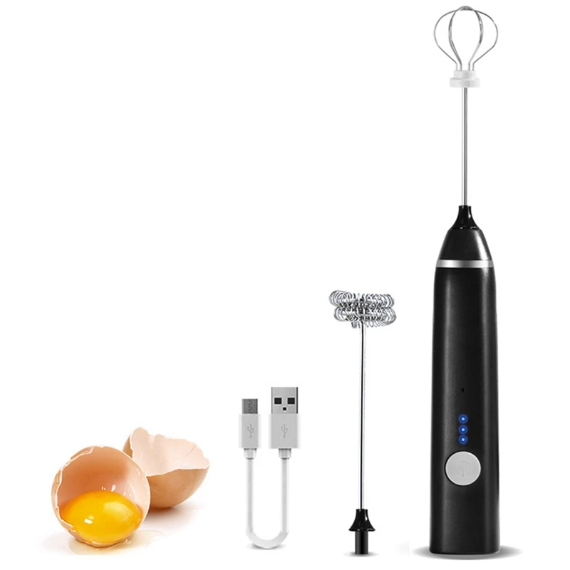 Electric Whisk USB Recharge Three Speed Adjustment Kitchen Cooking Tools Bubbler Egg Cream Sauce Stirrer