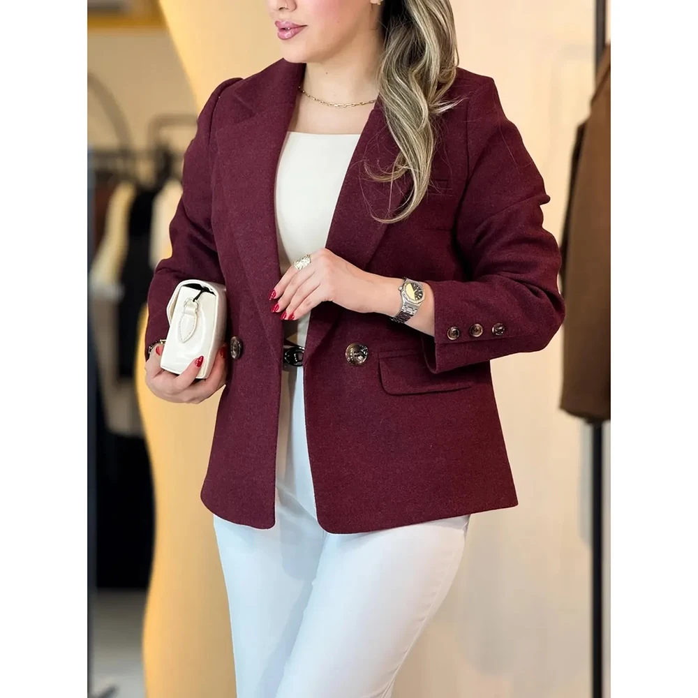 

Customzied Women's Suits Formal Double Breasted Notch Lapel Slim Fit 2 Piece Jacket Pants Office Lady Female Clothing Full Sets