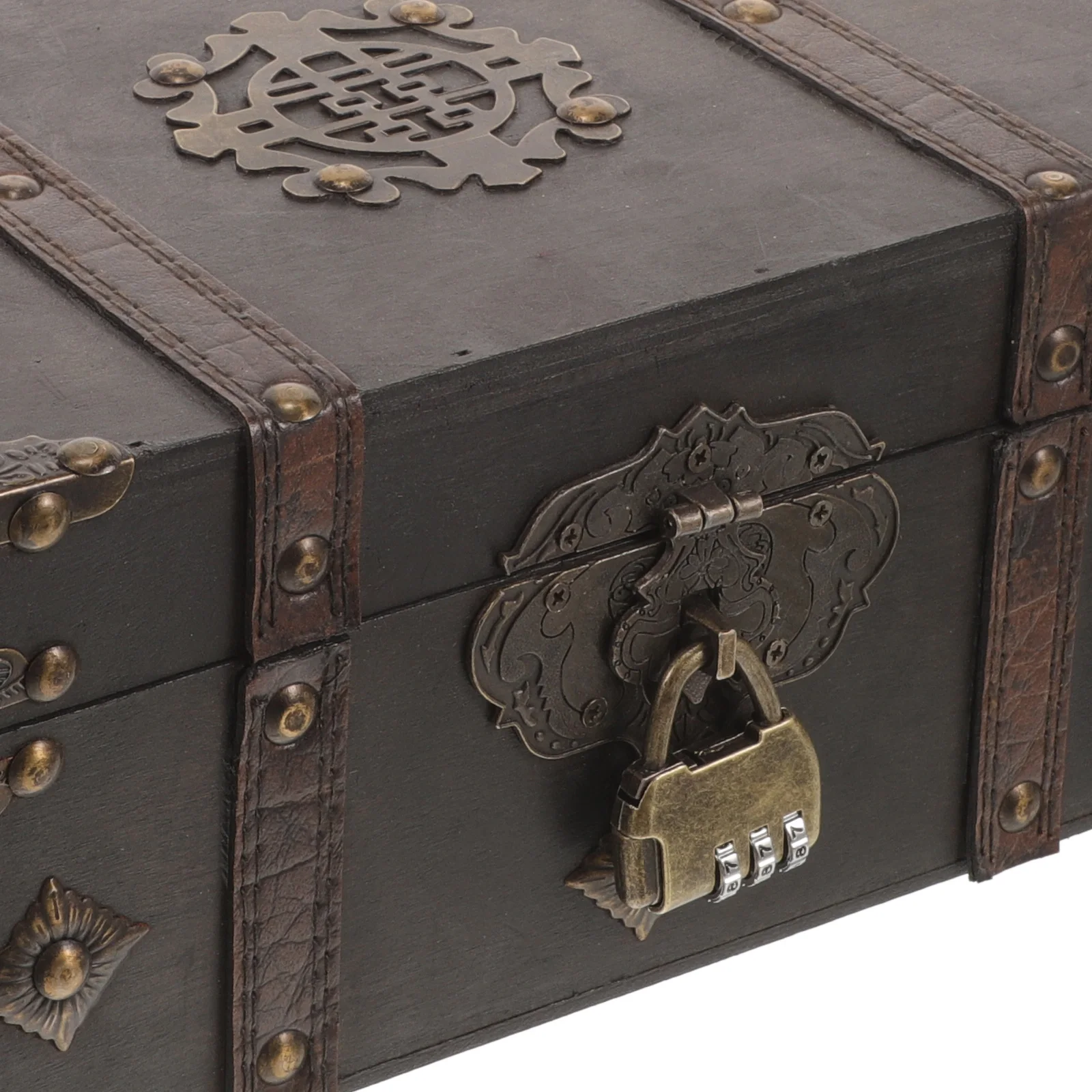 

Retro Storage Box Vintage Small Wooden Boxes with Lid for Coins Jewelry 3-Number Password Lock Gray Color Dustproof