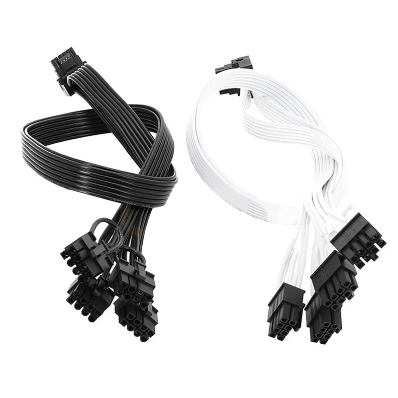 1 Piece 4XCPU 8Pin To 16Pin Male Graphics Video Card PCI-E 5.0 12VHPWR RTX4090 Elbow Adapter Cable White