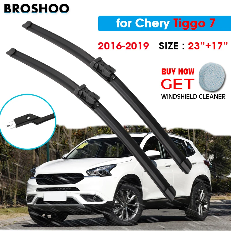 

Car Wiper Blade For Chery Tiggo 7 23"+17" 2016-2019 Auto Windscreen Windshield Wipers Blades Window Wash Fit Push Button Arm