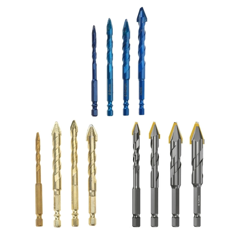 

4Pcs 6/8/10/12mm Highs Strength Oblique Head Eccentric Drill Bit for Tile Metal Glass Plastic