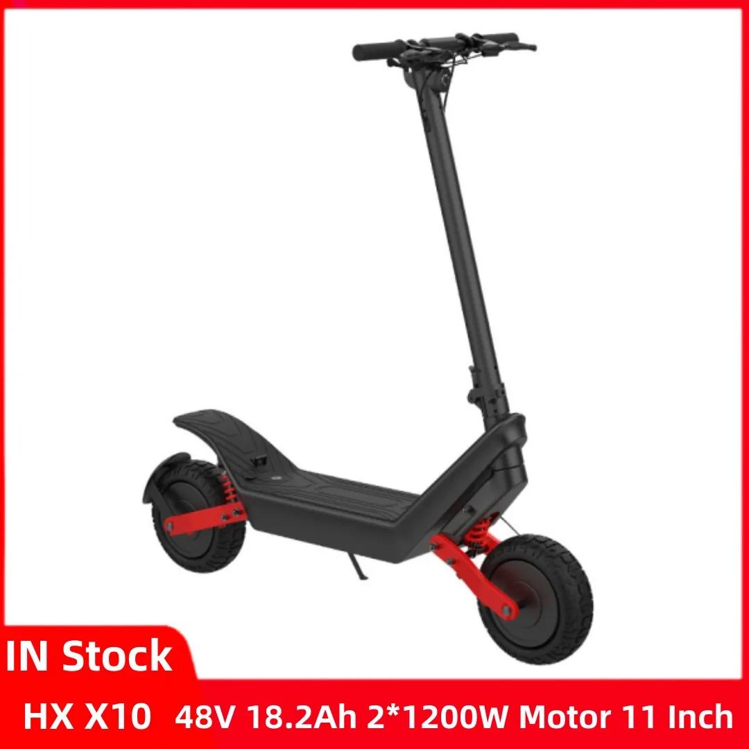 

EU Stock HX X10 48V 18.2Ah Dual Motor 2*1200W Top Speed 40km/h Max Mileage 100km 11inch Off-road Tire HX X10 Electric Scooter