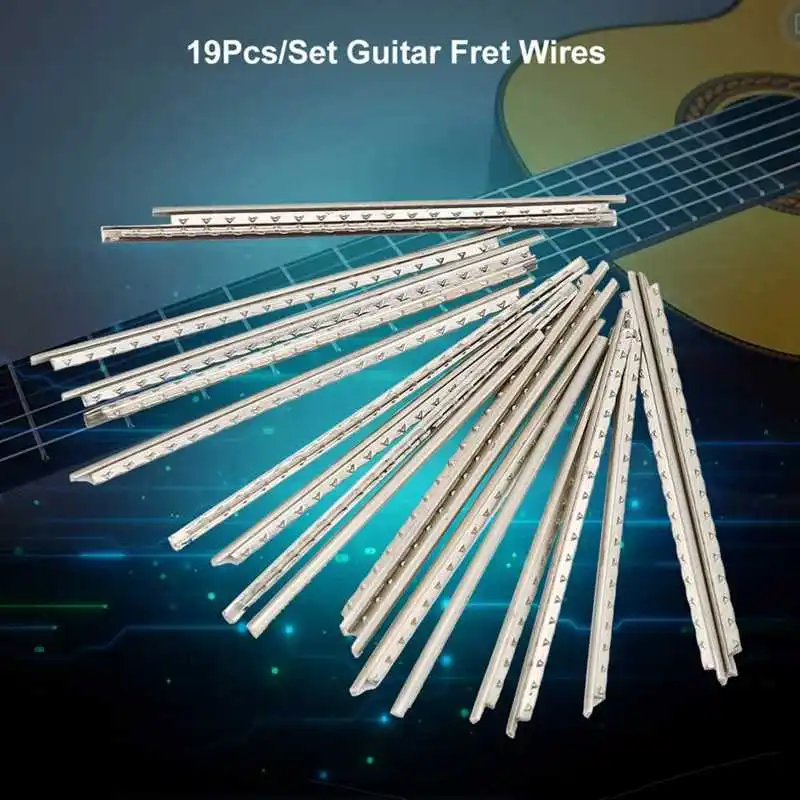 19Pcs/set 2.0mm Guitar Fret Wire Set Silver White Copper Brass Fret Wire Replacement Parts for Classical Wooden Guitars