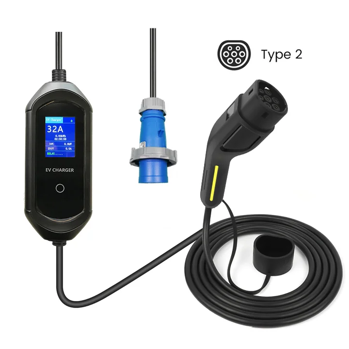 Small Size Ac Ev Charger 3.5kw 7kw 22kw 32A Type2 Portable Ev Charger Home Car Use with CE TUV