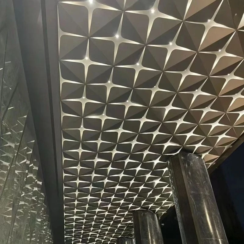 Fancy office space decoration ceiling embossed 3D aluminum ceiling curved three-dimensional wave pattern ceiling panel