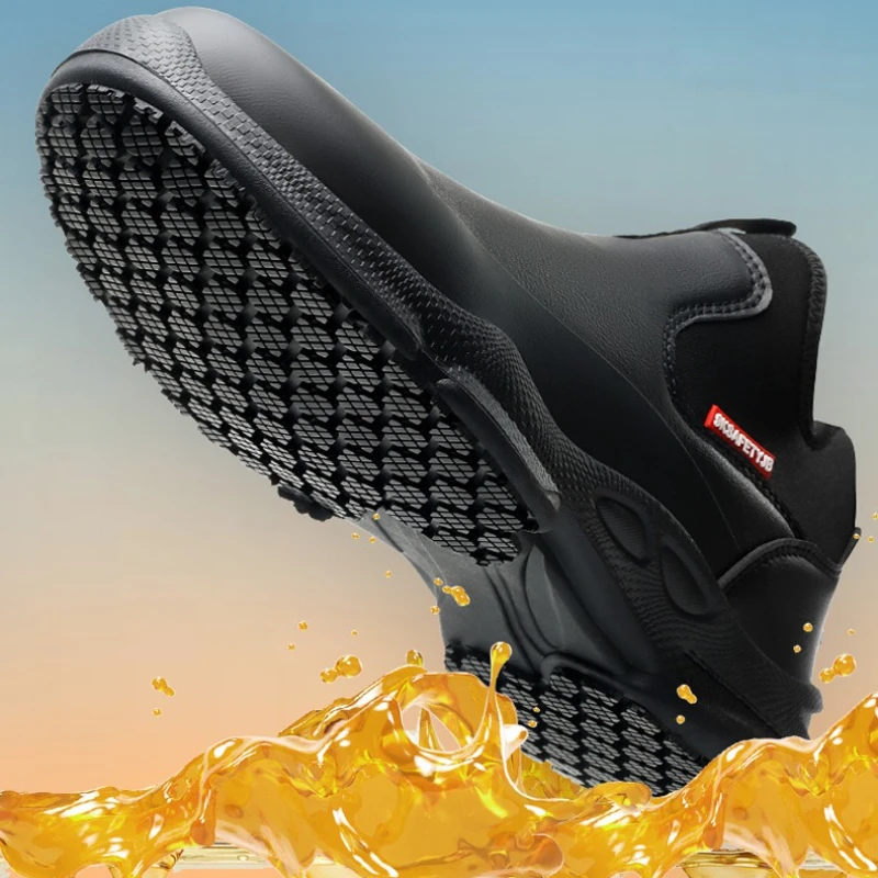 Fashion Men's Shoes Non Slip Waterproof Mens Work Shoes Oil Proof Kitchen Boots Durable Slip on Men Sneakers High Quality Tenis