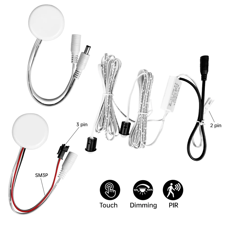 

DC12V 24V Penetrable Touch Sensor Switch 60W 100W Touch Stepless Dimming/PIR Motion Switch for LED Cabinet Light Control