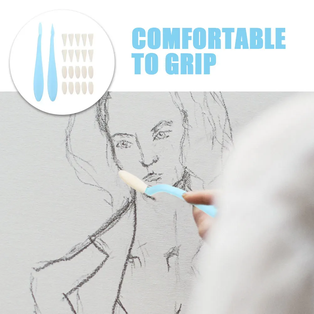 

1 set 1 Set Of Blending Sticks For Drawing Sketch Wipes Art Blender Tools Kit Long Handle Sponge Wipers Paper Stumps For Artists