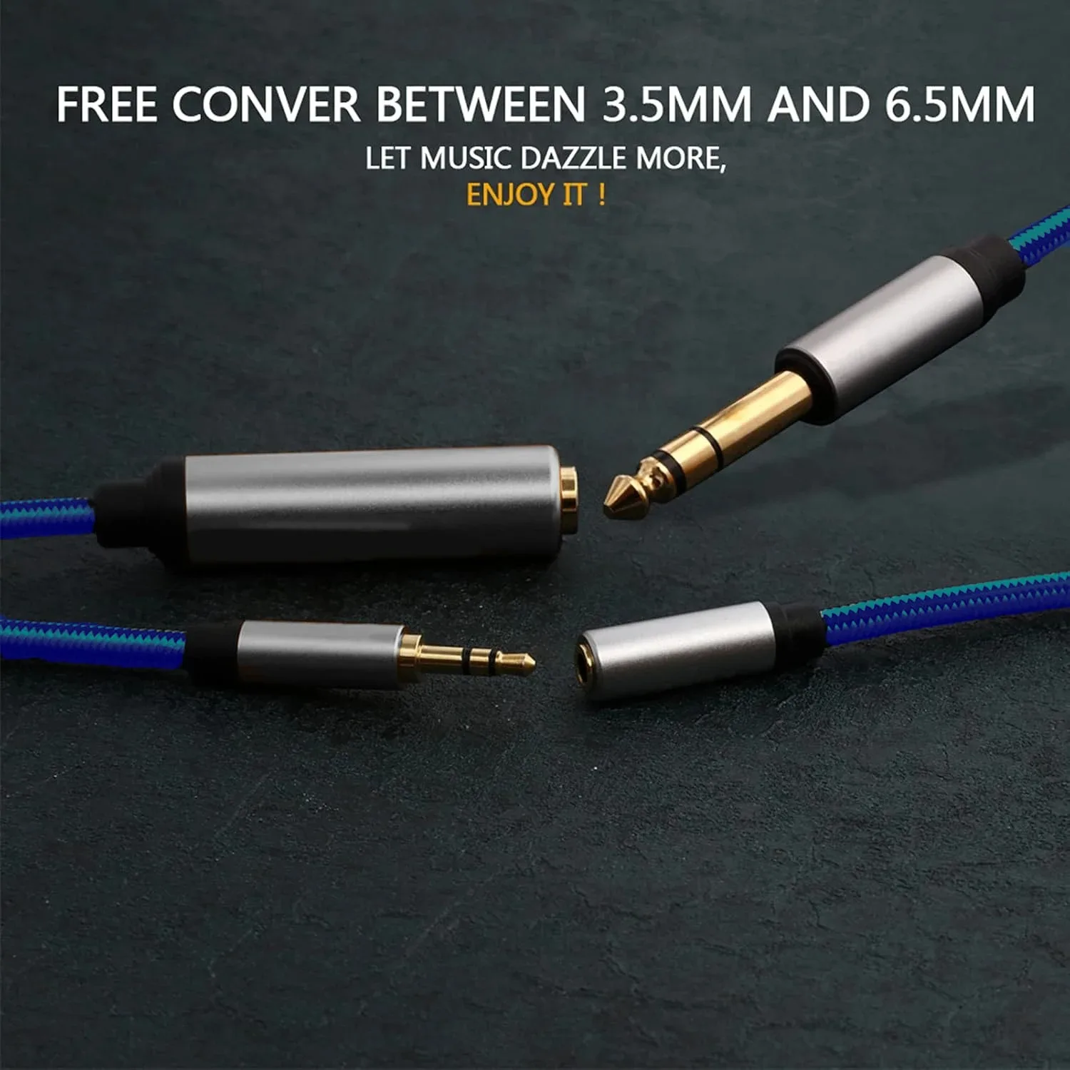 3.5mm Stereo to 6.35mm TRS Headphone Jack Adapter Male to Female 6.35 to 3.5 Aux Audio Cable for Guitar Amplifier Speaker Mixer