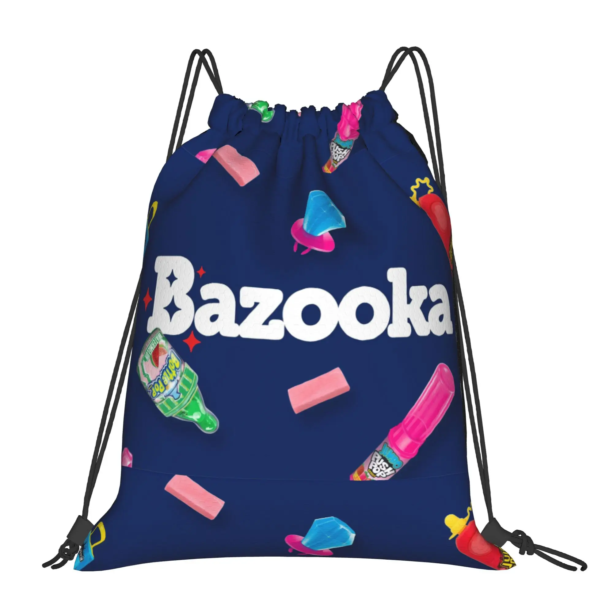 bBazooka Ring Pop Assorted Retro Bubble Gum Candy Portable Travel Riding Gym Drawstring Storage Sporty Backpacks