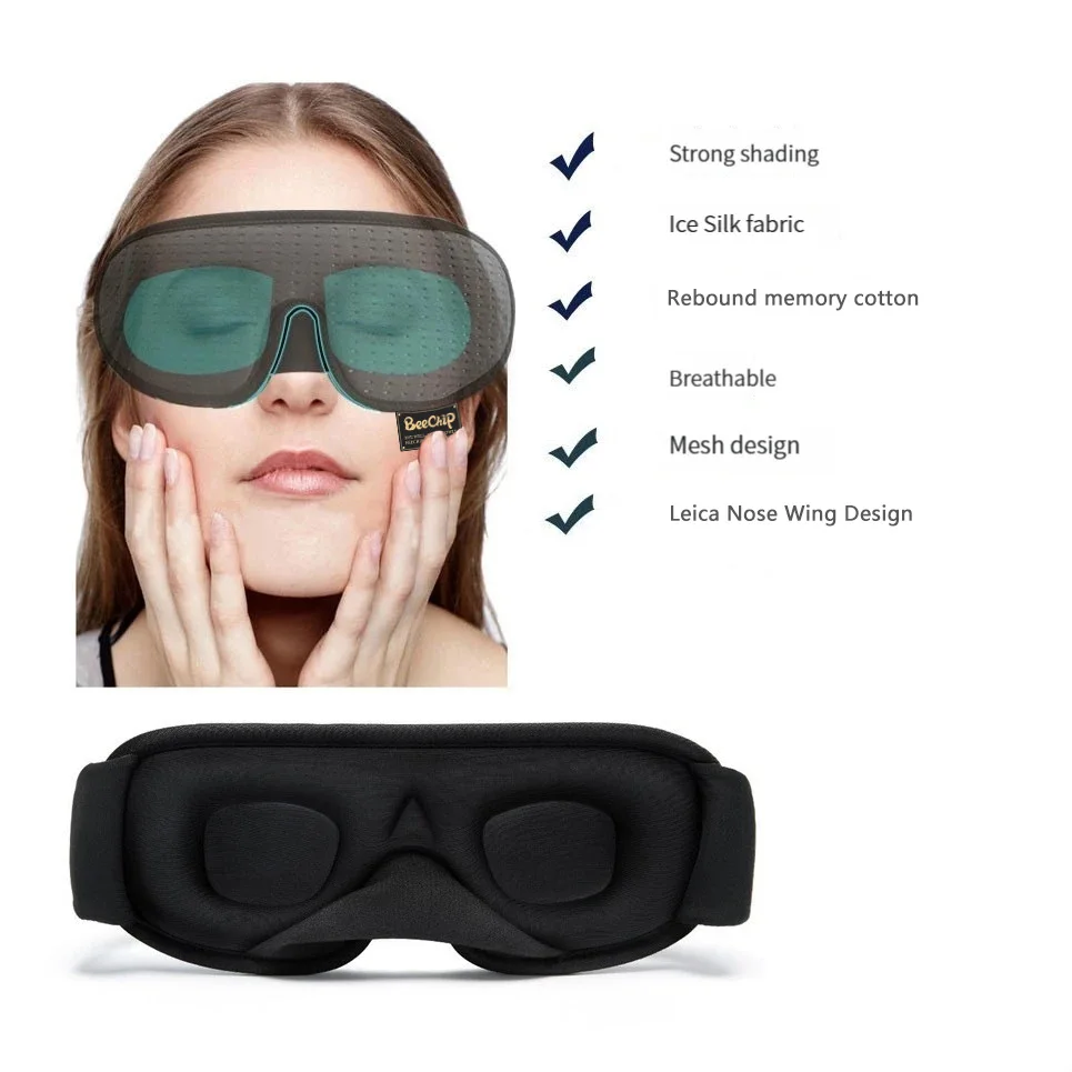 3D Eye Mask Green Breathable Shading Sleeping Hot Sales Eye Mask Adjustable Strap Sleep Mask Padded Travel Rest